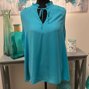 Teal blouse; front tie